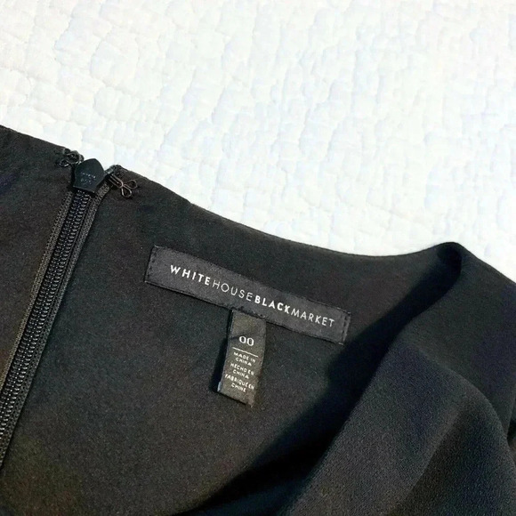 WHBM Black Chiffon Pleaded Sleeves Shift Dress - Picture 5 of 7